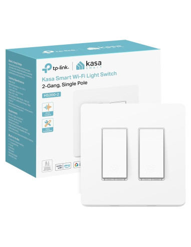 Interruptor Inteligente Kasa HS200-2, 2-Gang, Blanco, Wi-Fi