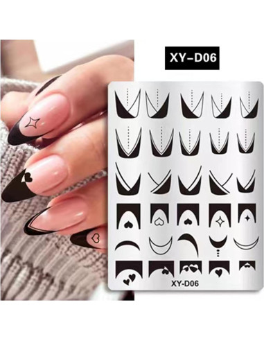 Juego de Placas de Estampado de Uñas LOOVI 3 Piezas Acero Inoxidable