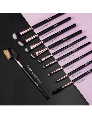 Conjunto de Brochas de Maquillaje SOLVE 16 Piezas Sintéticas