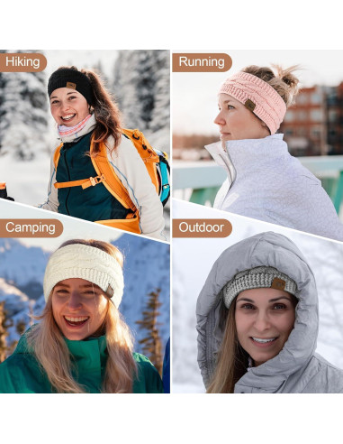 Diadema de Invierno Ymomode Forrada Polar para Mujeres - Negro