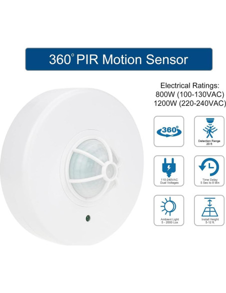 Sensor de Movimiento PIR J.LUMI YCA1001 Montaje en Techo 360 Sensor de Movimiento PIR J.LUMI YCA1001 Montaje en Techo 360