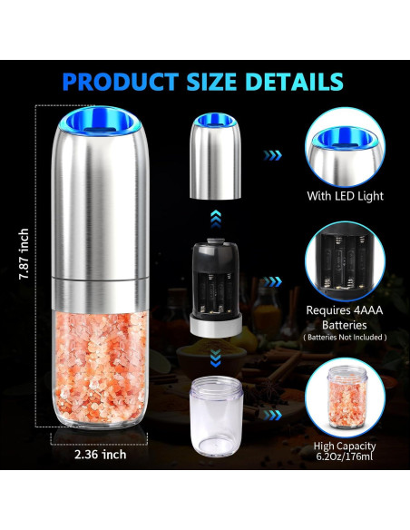 Conjunto de Molinillos de Sal y Pimienta Eléctricos BoAn Conjunto de Molinillos de Sal y Pimienta Eléctricos BoAn