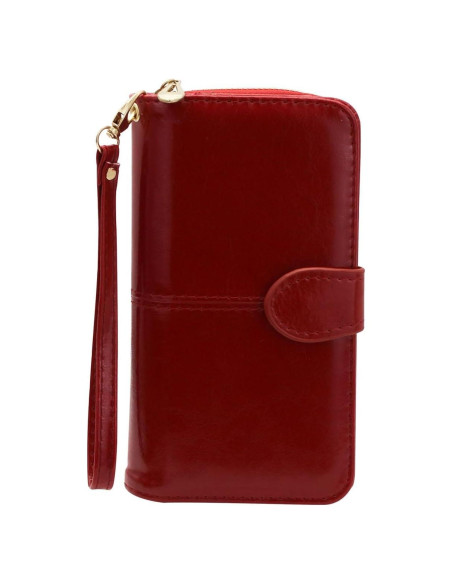 Cartera de Cuero Multifuncional AdiStylinno Roja 19x10.5cm Cartera de Cuero Multifuncional AdiStylinno Roja 19x10.5cm