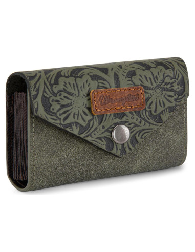 Cartera Mini Tarjetero Wrangler Cuero Verde para Hombres y Mujeres
