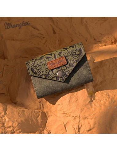 Cartera Mini Tarjetero Wrangler Cuero Verde para Hombres y Mujeres