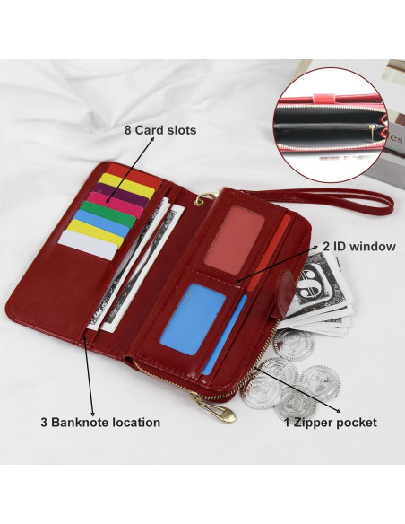 Cartera de Cuero Multifuncional AdiStylinno Roja 19x10.5cm Cartera de Cuero Multifuncional AdiStylinno Roja 19x10.5cm