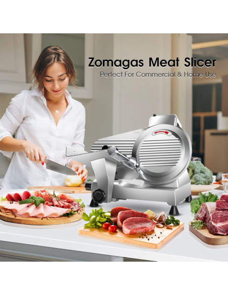 Cortadora de Carne Zomagas 10" 240W Semi-Automática Acero Inoxidable Cortadora de Carne Zomagas 10" 240W Semi-Automática Acero Inoxidable