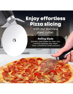 Cortador de Pizza HFLYJPYW Acero Inoxidable Ergonomico Negro 2
