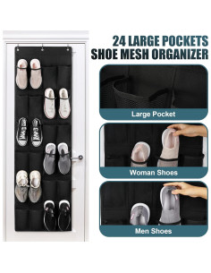 Organizador de Zapatos Colgante HARBULE 24 Bolsillos Negro 2