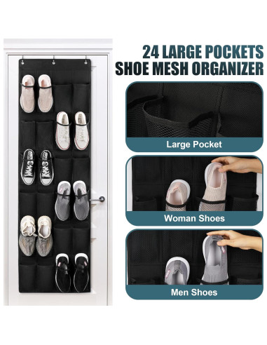 Organizador de Zapatos Colgante HARBULE 24 Bolsillos Negro