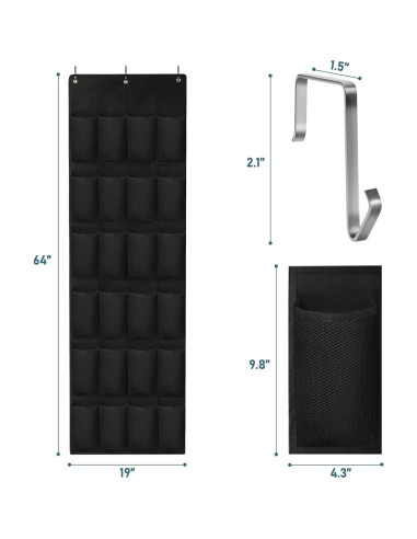 Organizador de Zapatos Colgante HARBULE 24 Bolsillos Negro