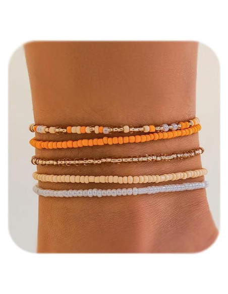 Pulseras de Tobillo de Cuentas Longita - 5 Piezas para Mujeres Pulseras de Tobillo de Cuentas Longita - 5 Piezas para Mujeres
