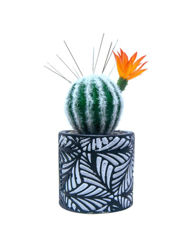 Pincushion de Cactus July-Tech con Jarrón Cerámica 17.8x7.6cm