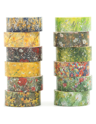 Set de 12 Rollos de Cinta Washi Floral Songdao 15mm x 2m