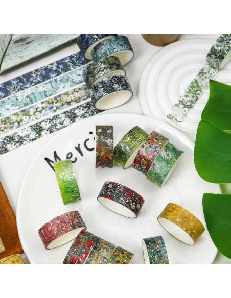 Set de 12 Rollos de Cinta Washi Floral Songdao 15mm x 2m Set de 12 Rollos de Cinta Washi Floral Songdao 15mm x 2m