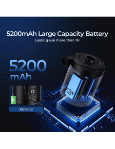 Bomba de Aire Eléctrica dskadoo 5200mAh Portátil con LED 2