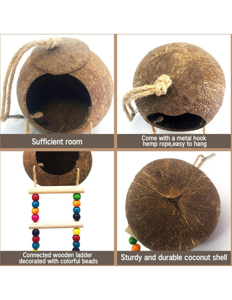 Casa de Pájaro de Coco FBIRDY con Escalera para Mascotas Casa de Pájaro de Coco FBIRDY con Escalera para Mascotas
