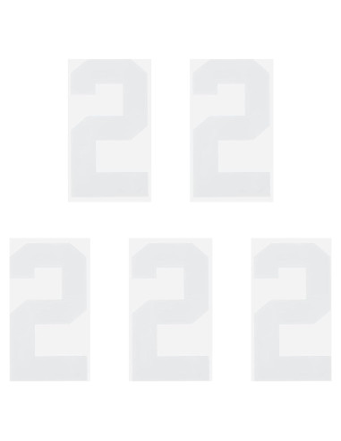 Parche de Número 2 MECCANIXITY 20cm Blanco para Uniforme - 5 Piezas