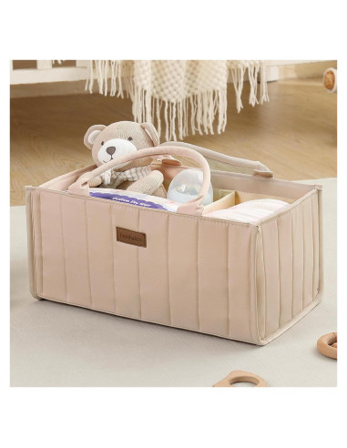 Caddy Organizador para Pañales Jinrobabes Beige 38x25x18cm