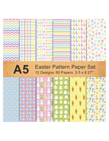 Conjunto de Papel de Patrón de Pascua Whaline 60 Hojas A5