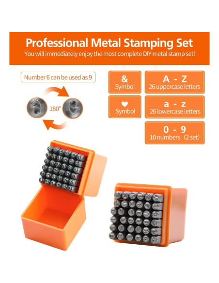 Kit de Estampado de Metal DkOvn 74 Piezas 3mm con Martillo Kit de Estampado de Metal DkOvn 74 Piezas 3mm con Martillo