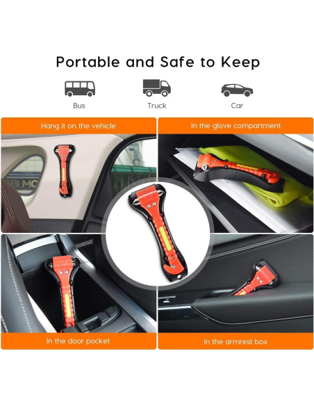 Martillo de Seguridad para Automóvil Kriture 2 Pack - Escape 2-en-1 Martillo de Seguridad para Automóvil Kriture 2 Pack - Escape 2-en-1