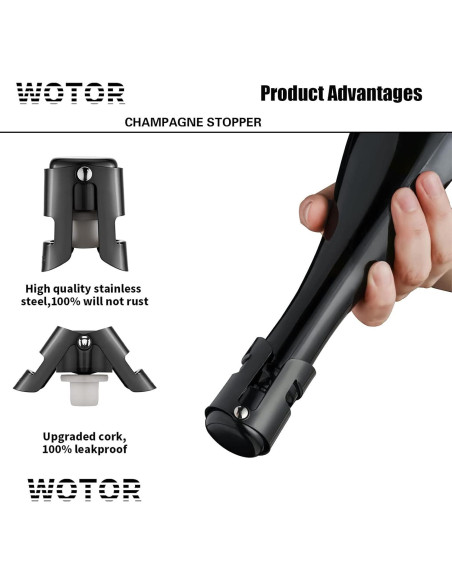 Tapones de Champagne WOTOR Acero Inoxidable 2 Piezas Tapones de Champagne WOTOR Acero Inoxidable 2 Piezas