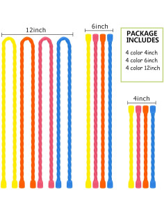 12 Sujetadores de Cable Reutilizables Dreamxiang 4-6-12cm Silicona 2