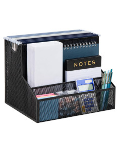 Organizador de Escritorio Mind Reader 4 Compartimentos Metal Negro