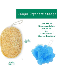Esponja Exfoliante de Lufa Natural LooLife - Paquete de 3 2