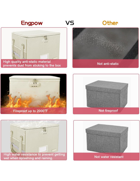 Caja de Archivo a Prueba de Fuego ENGPOW Beige 39.4x30.9x25.4 cm Caja de Archivo a Prueba de Fuego ENGPOW Beige 39.4x30.9x25.4 cm