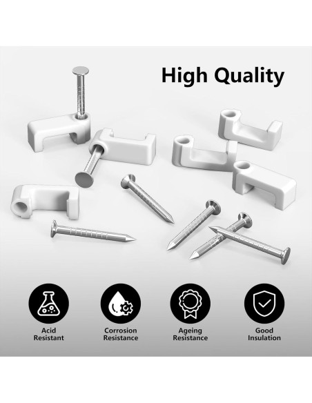 Clips para Cables Jadaol - 400 Piezas, 4 Tamaños, Blanco Clips para Cables Jadaol - 400 Piezas, 4 Tamaños, Blanco