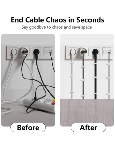 Clips para Cables Jadaol - 400 Piezas, 4 Tamaños, Blanco Clips para Cables Jadaol - 400 Piezas, 4 Tamaños, Blanco