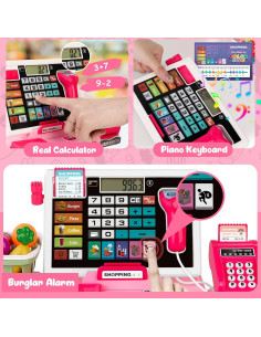 Caja Registradora de Juguete Maysida Rosa con Calculadora LCD 2