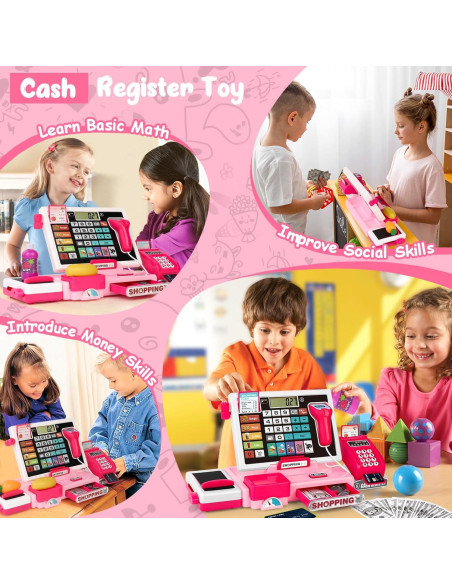 Caja Registradora de Juguete Maysida Rosa con Calculadora LCD Caja Registradora de Juguete Maysida Rosa con Calculadora LCD