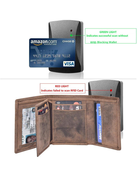 Billetera de cuero trifold VALENCHI RFID 9 ranuras marrón Billetera de cuero trifold VALENCHI RFID 9 ranuras marrón