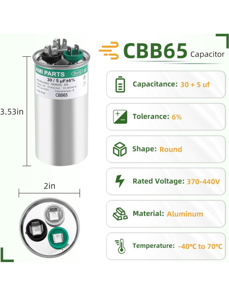 Capacitor CBB65 30+5uF 370/440V AMI PARTS para AC Capacitor CBB65 30+5uF 370/440V AMI PARTS para AC