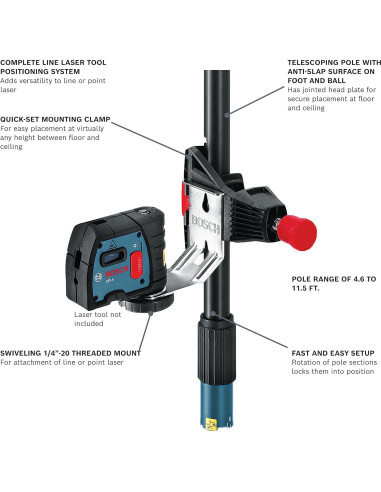 Poste Telescópico Bosch BP350 con Montaje de Lásers 1/4"