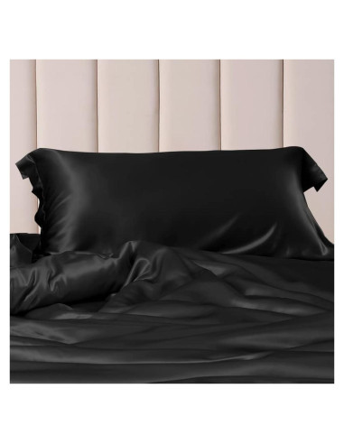 Funda de Almohada de Seda THXSILK 25mm Individual Negra