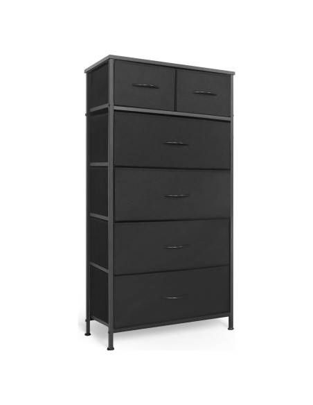Cómoda Alta Mifuro 6 Cajones Negro Estructura Acero Cómoda Alta Mifuro 6 Cajones Negro Estructura Acero