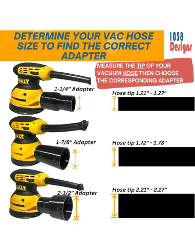 Adaptador de Vacío 1.25" 1058 Designs para Lijadoras DeWalt y Craftsman