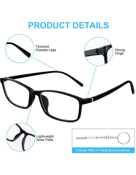 Gafas de Luz Azul URAQT para Computadora y Juego - Lentes Claras Gafas de Luz Azul URAQT para Computadora y Juego - Lentes Claras