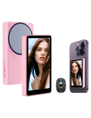 Monitor de selfie TRGOOMO rosa con control remoto Bluetooth 4K