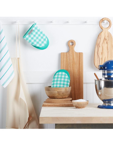 Juego de 2 Manoplas de Horno Mini KitchenAid Albany Aqua Sky