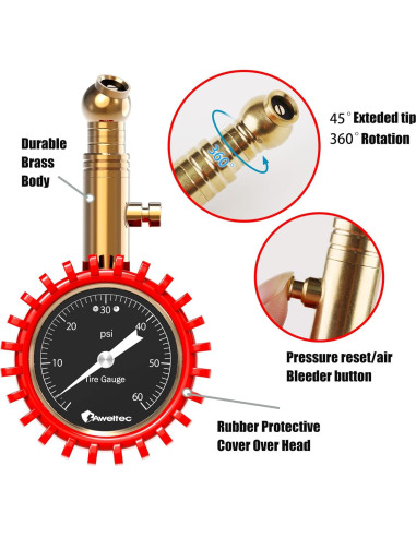 Medidor de Presión de Neumáticos AWELTEC 0-4.14 Bar 2"