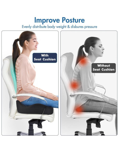 Cojín de Asiento Ergonómico WANTELL - Espuma Viscoelástica 46x38 cm