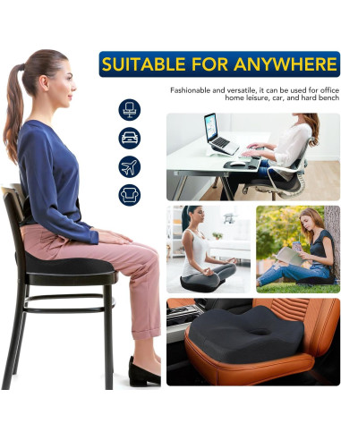 Cojín de Asiento Ergonómico WANTELL - Espuma Viscoelástica 46x38 cm