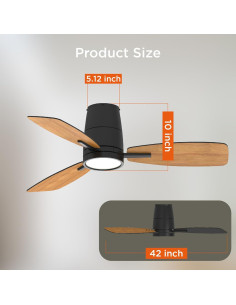 Ventilador de Techo TALOYA S3 106.68 cm con Luz LED y Control Remoto 2