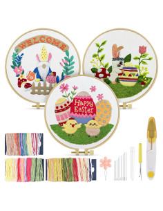 Kit de Bordado TINDTOP para Adultos - 3 Piezas con Aro y Hilos