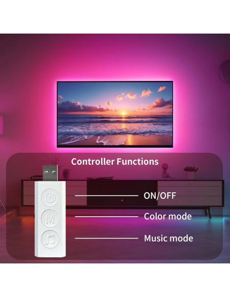 Luces LED para TV KSIPZE 2.9m RGB Control Bluetooth Luces LED para TV KSIPZE 2.9m RGB Control Bluetooth